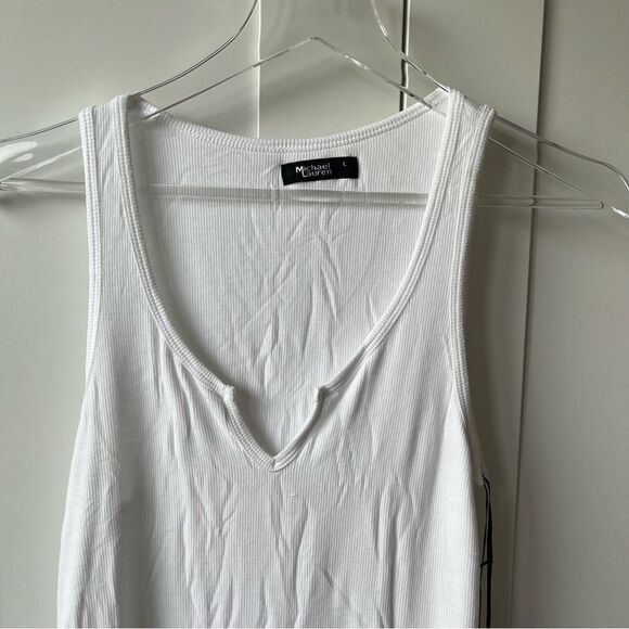 Michael Lauren Richard White Fitted Tank Dress with Slit Neck Size large NWT - Picture 2 of 10